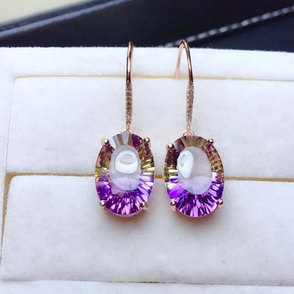 🎀Rose Gold Ametrine Drop Earrings - Picture 5 of 5